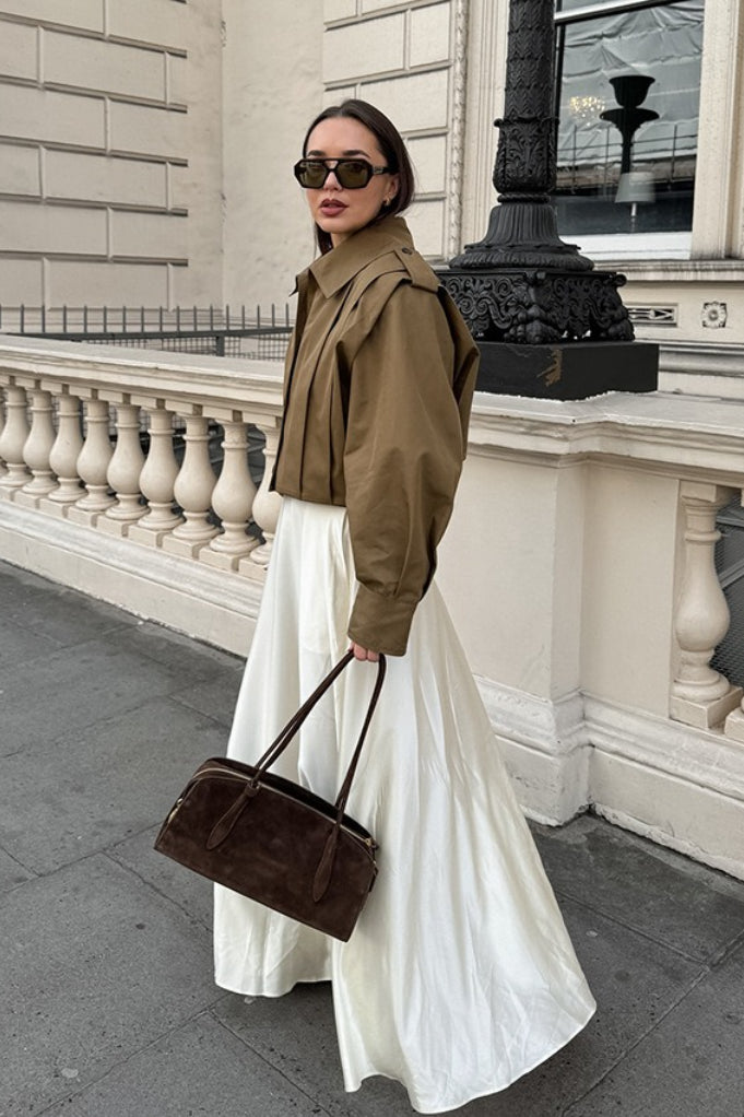 Kurtka Damska Oversized z Balonowymi Rękawami i Zapięciem na Guziki | L&V - 8 - Livia-Moda