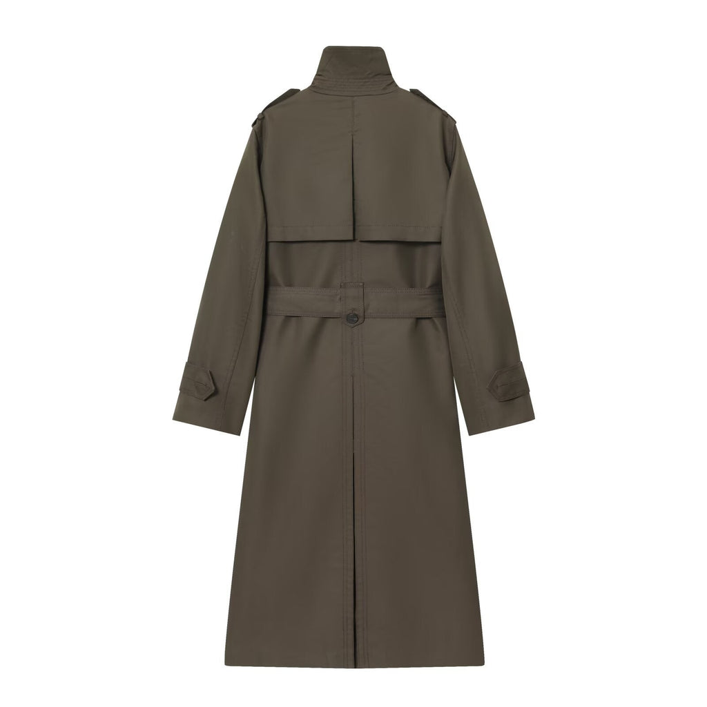 Trench coat Damski - Klasyczny Krój z Odpinanym Paskiem | L&V - 4 - Livia-Moda