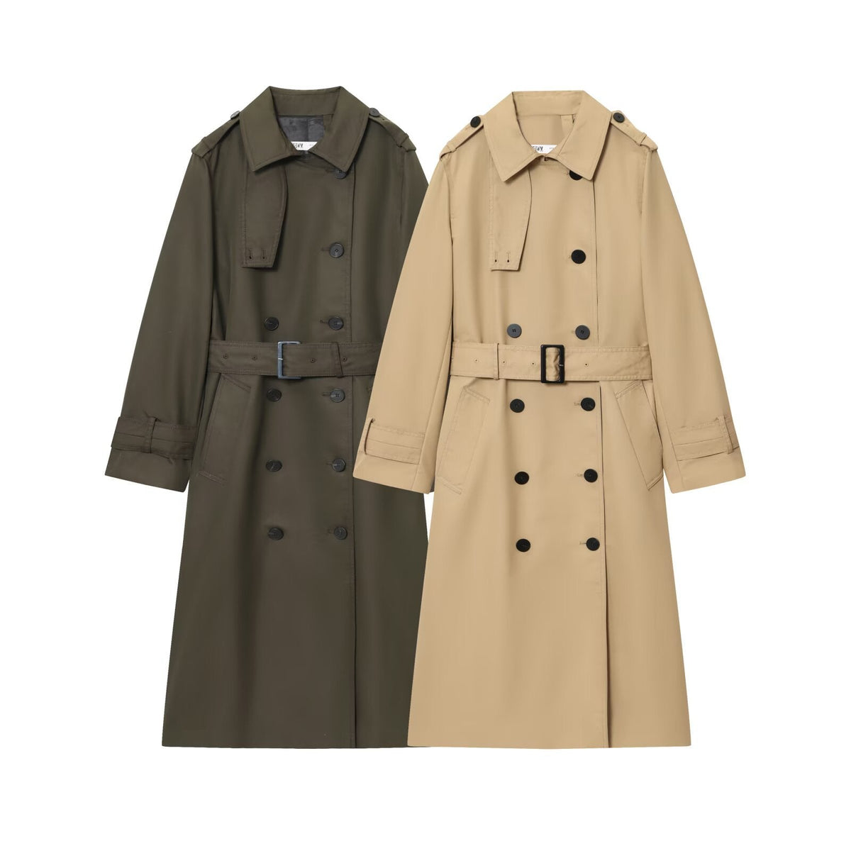 Trench coat Damski - Klasyczny Krój z Odpinanym Paskiem | L&V - 5 - Livia-Moda
