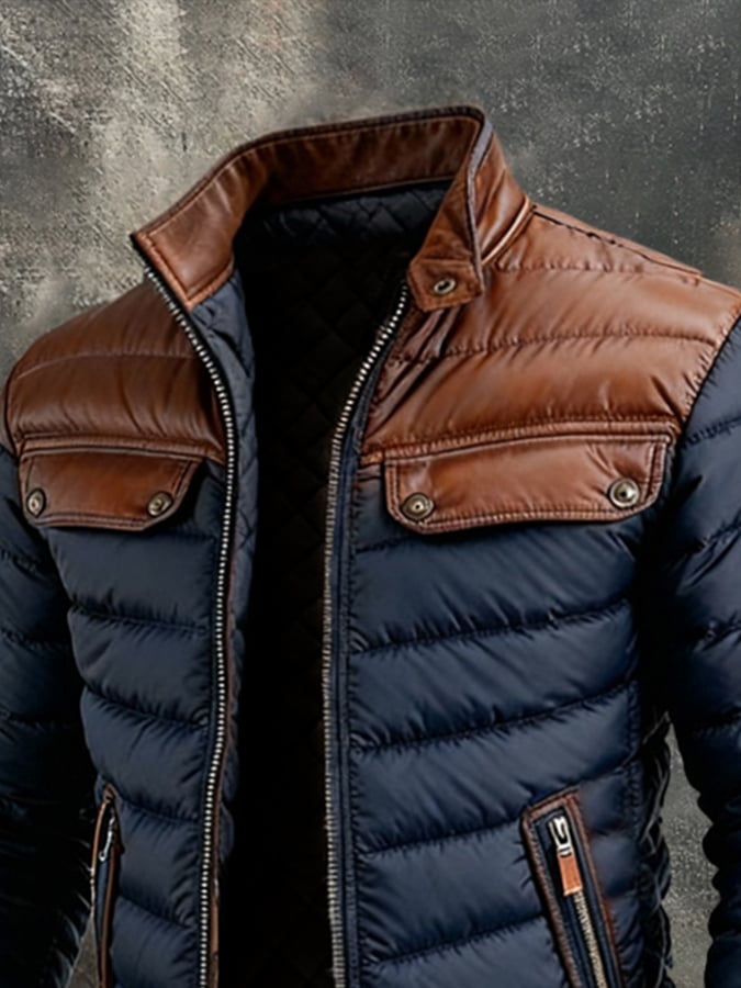 Męska kurtka puchowa z eleganckimi detalami | L&V - 2 - Livia-Moda