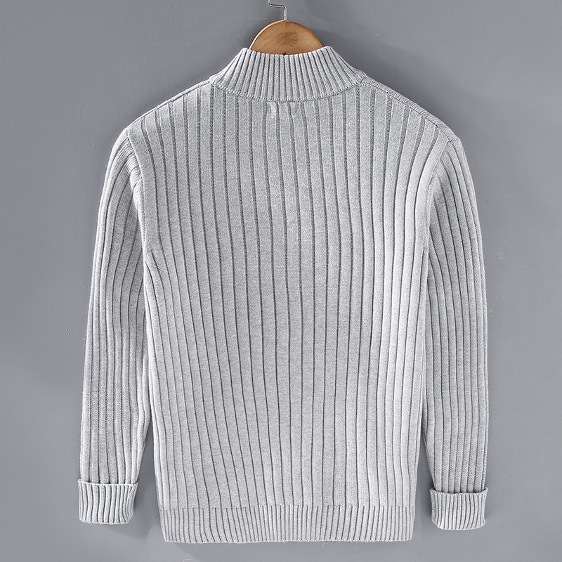 Męski sweter z kołnierzem i prążkowanym fasonem | L&V - 3 - Livia-Moda
