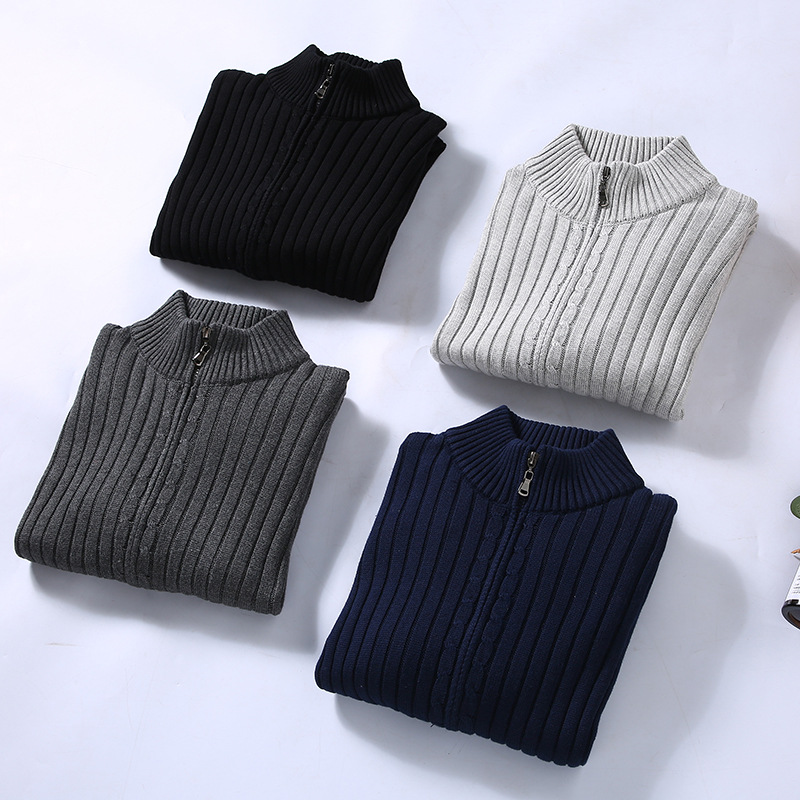 Męski sweter z kołnierzem i prążkowanym fasonem | L&V - 6 - Livia-Moda