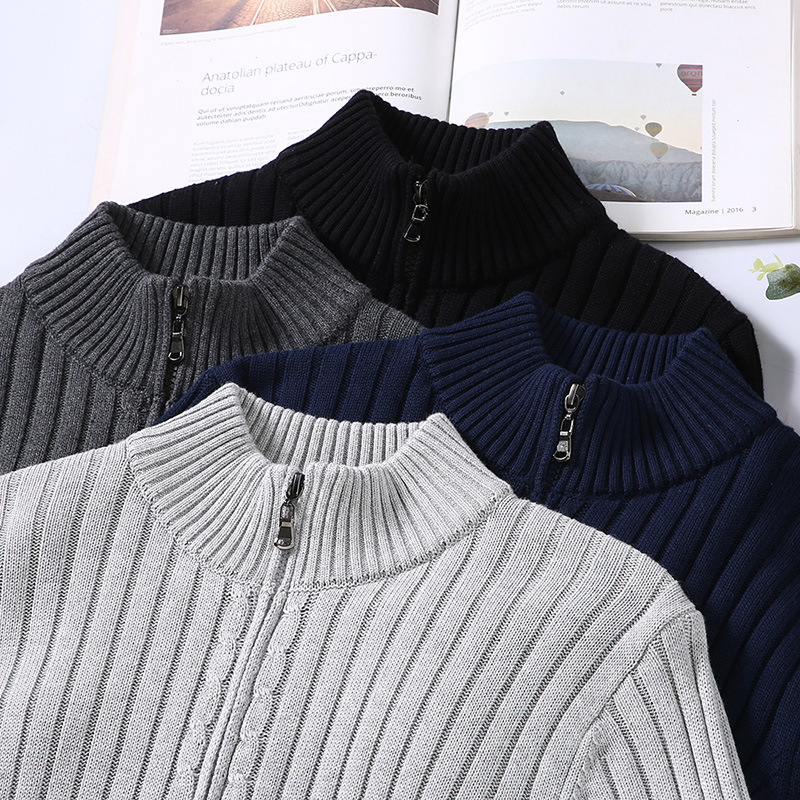 Męski sweter z kołnierzem i prążkowanym fasonem | L&V - 7 - Livia-Moda