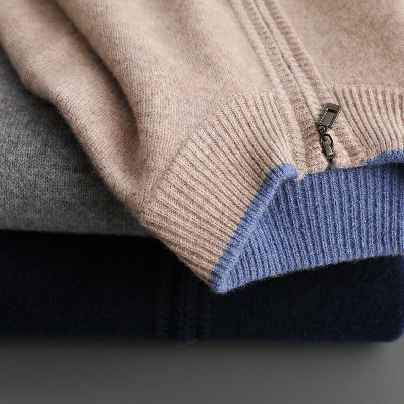 Męski sweter z zamkiem błyskawicznym i stójką | L&V - 3 - Livia-Moda