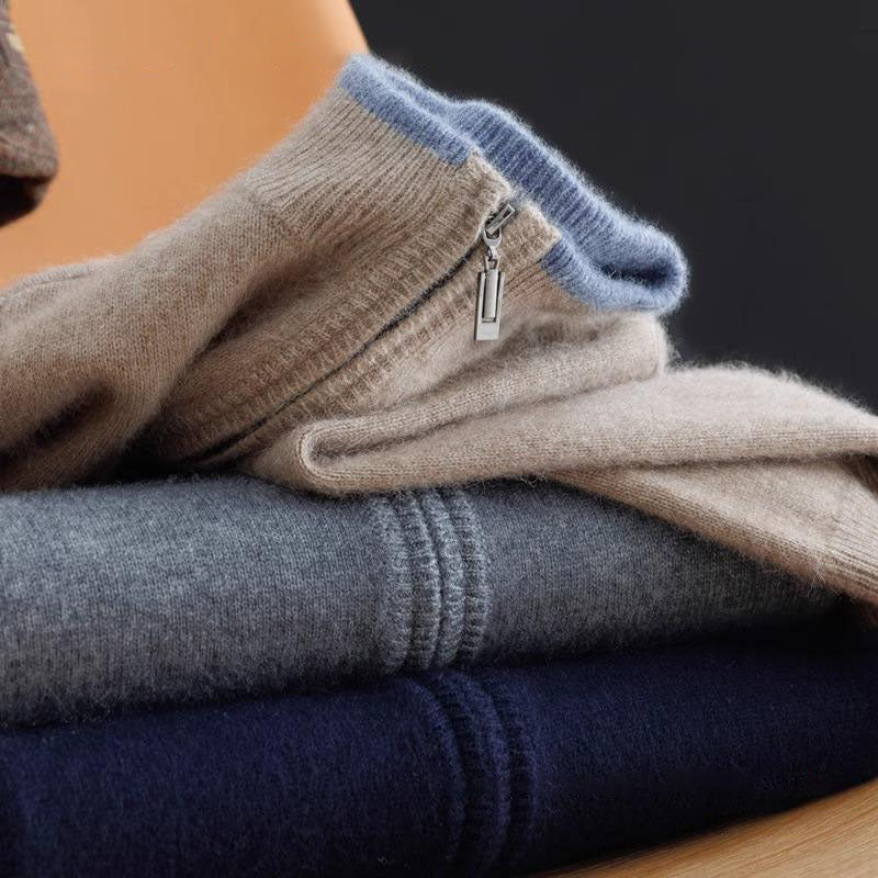 Męski sweter z zamkiem błyskawicznym i stójką | L&V - 11 - Livia-Moda