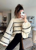 Pullover damski z luźnym krojem i szerokimi rękawami | L&V - 1 - Livia-Moda