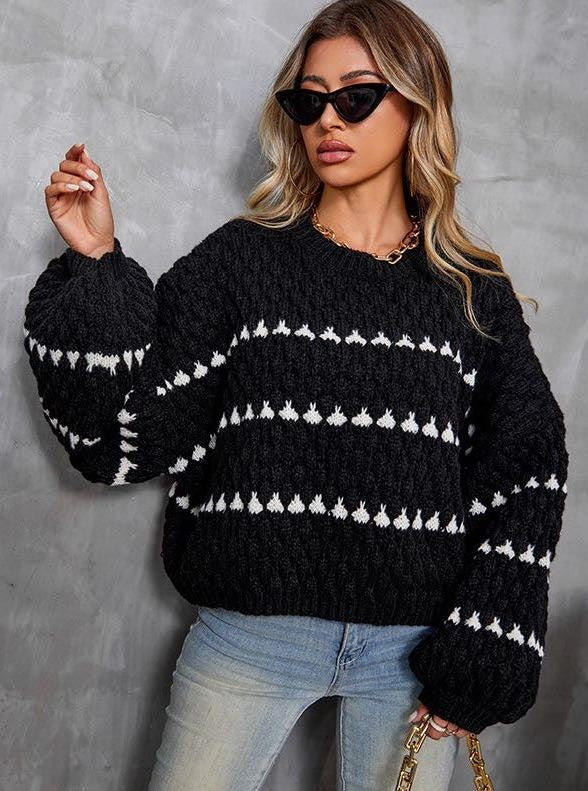 Pullover damski z luźnym krojem i szerokimi rękawami | L&V - 8 - Livia-Moda