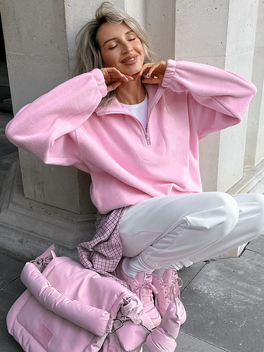 Pullover damski z wysokim kołnierzem i zamkiem | L&V - 3 - Livia-Moda
