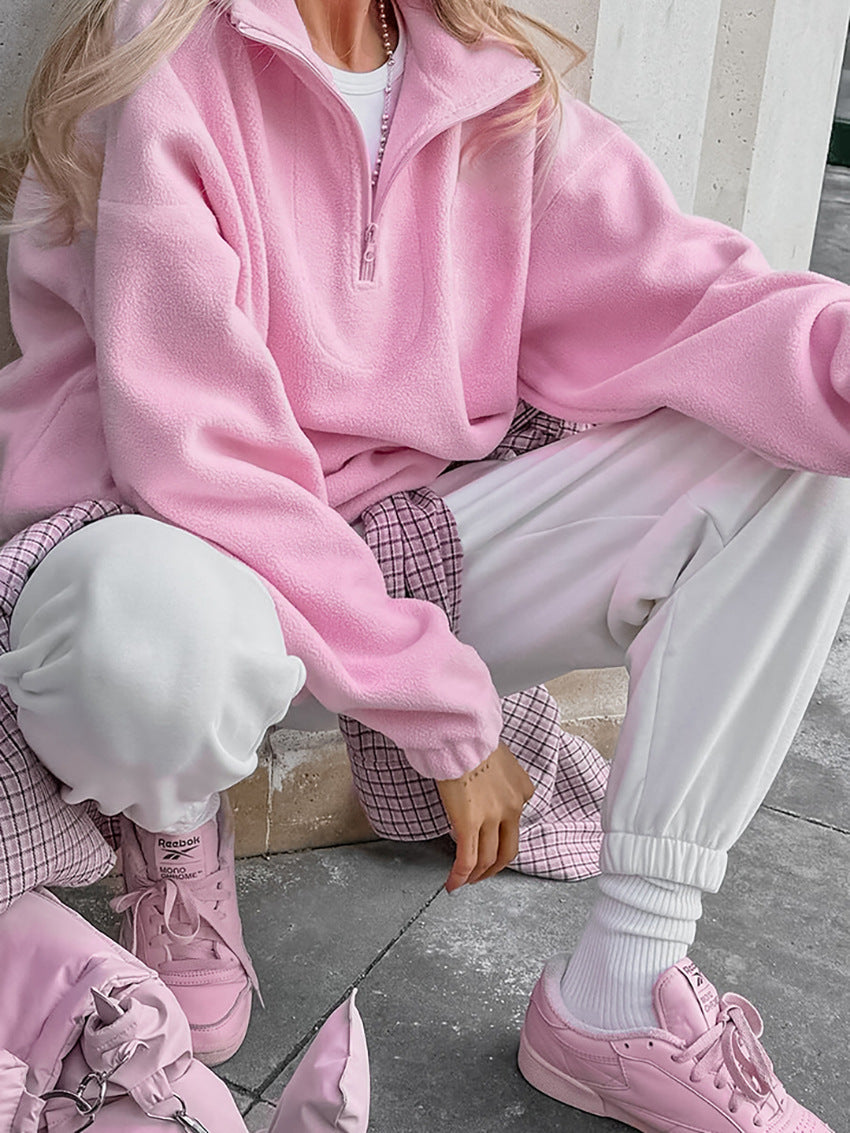 Pullover damski z wysokim kołnierzem i zamkiem | L&V - 7 - Livia-Moda