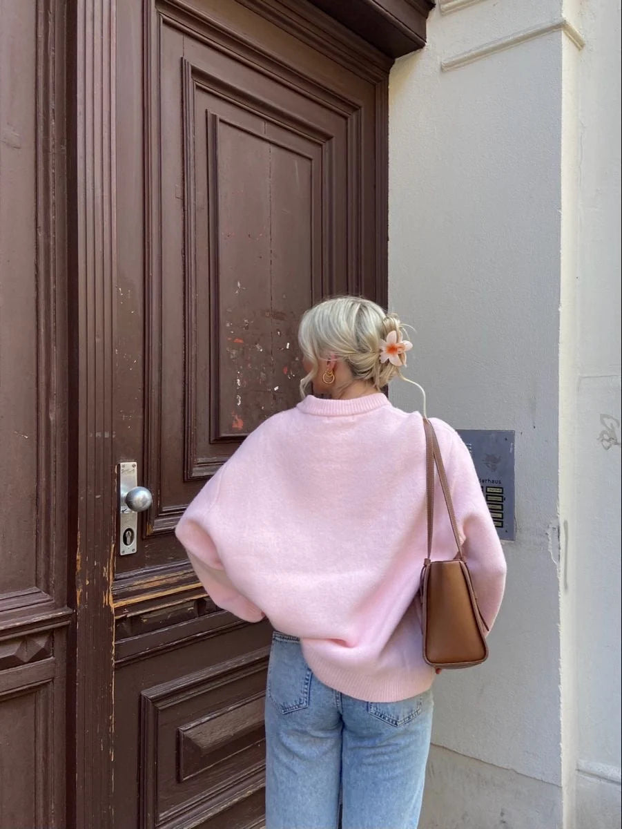Pullover damski z luźnym krojem i długimi rękawami | L&V - 5 - Livia-Moda