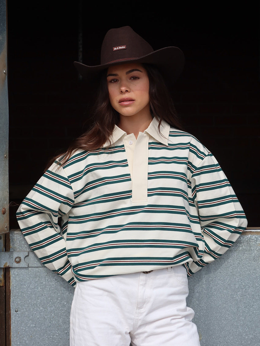 Pullover damski z kołnierzem i luźnym krojem | L&V - 1 - Livia-Moda
