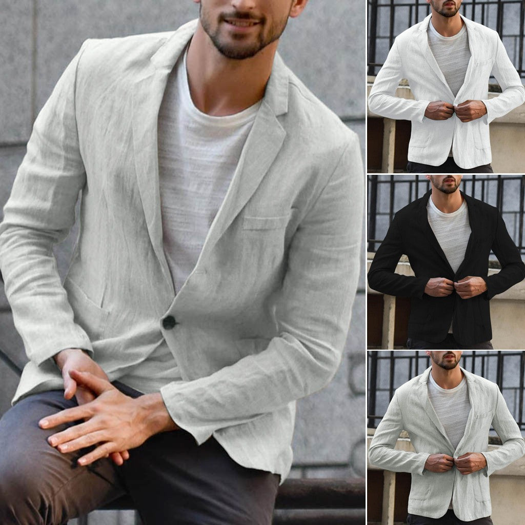 Blazer męski o luźnym kroju z jednorzędowym zapięciem | L&V - 1 - Livia-Moda
