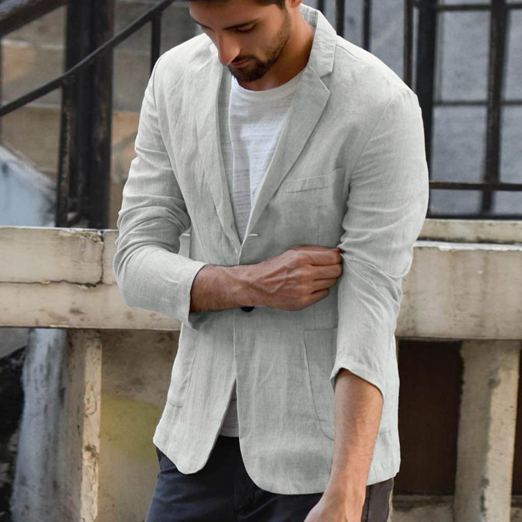 Blazer męski o luźnym kroju z jednorzędowym zapięciem | L&V - 2 - Livia-Moda