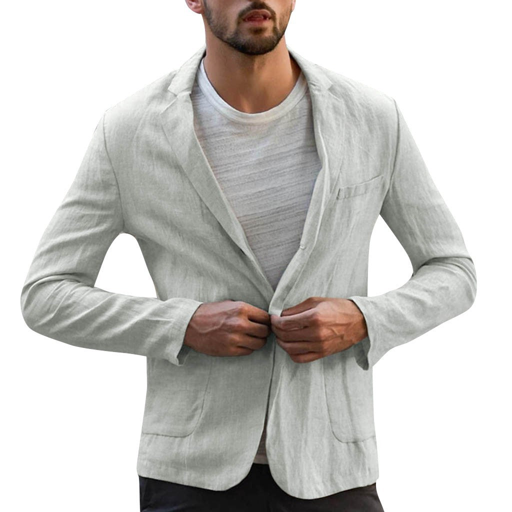 Blazer męski o luźnym kroju z jednorzędowym zapięciem | L&V - 6 - Livia-Moda