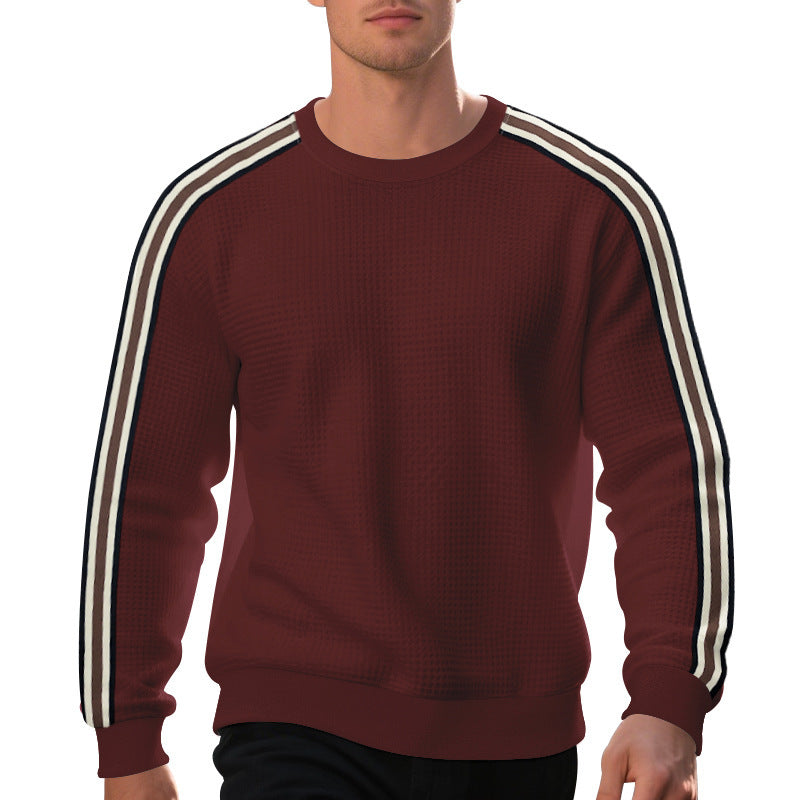 Pullover męski z okrągłym dekoltem i modnymi paskami | L&V - 2 - Livia-Moda