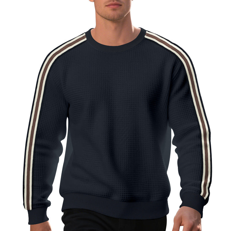 Pullover męski z okrągłym dekoltem i modnymi paskami | L&V - 8 - Livia-Moda