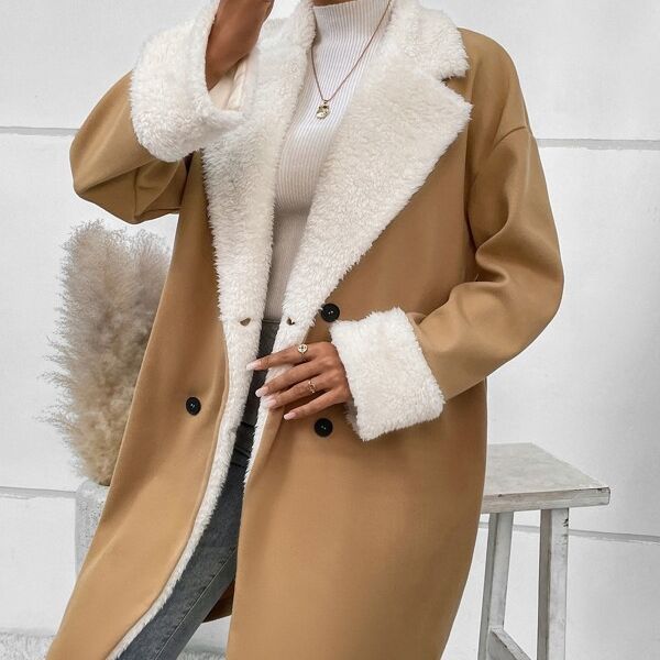 Płaszcz damski z podwójnym zapięciem i miękkim kołnierzem | L&V - 3 - Livia-Moda