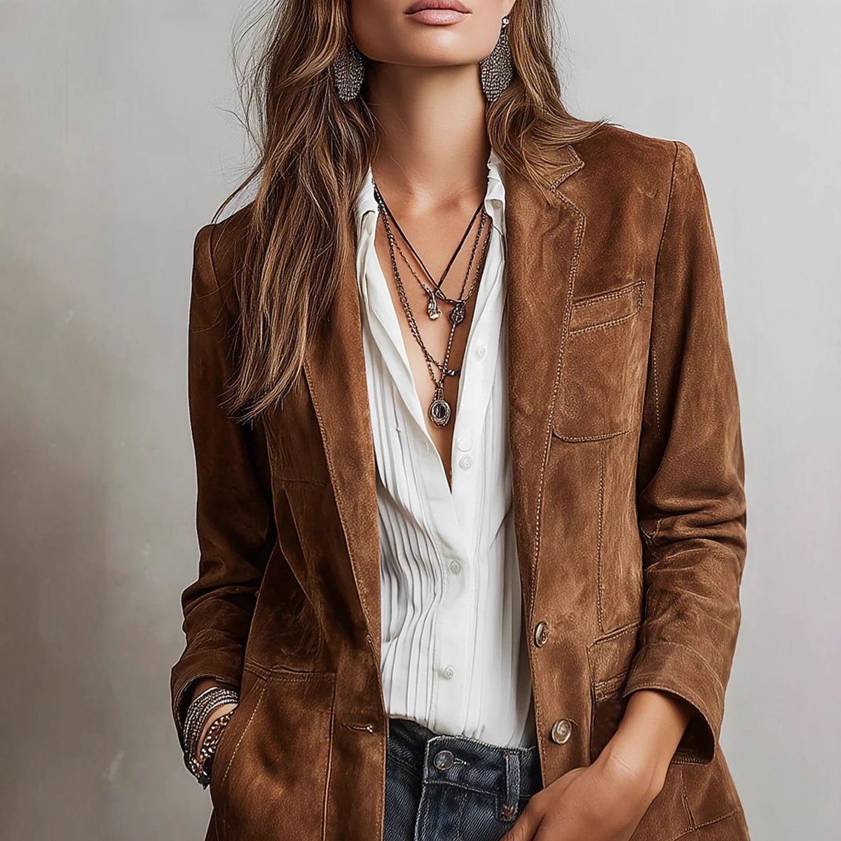 Blazer damski z klasycznym krojem i eleganckimi detalami | L&V - 2 - Livia-Moda