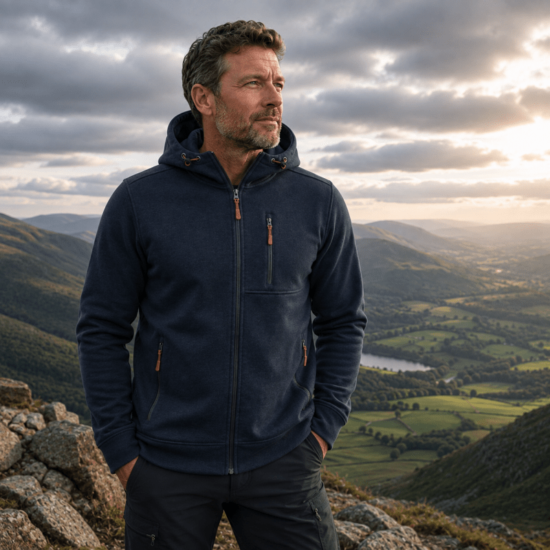 Hoodie męski z funkcjonalnym kapturem i kieszeniami | L&V - 3 - Livia-Moda