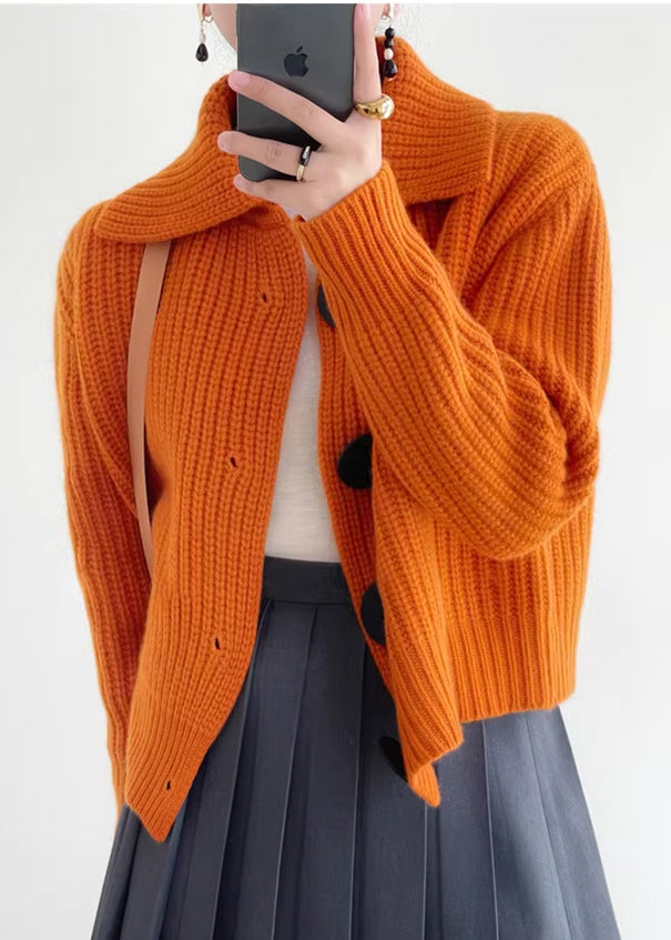 Cardigan damski z kołnierzem i guzikiem | L&V - 3 - Livia-Moda