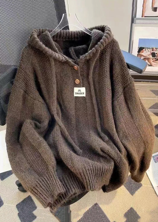 Pullover damski z kapturem i guzikami | L&V - 1 - Livia-Moda