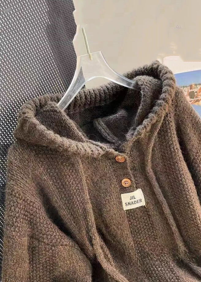Pullover damski z kapturem i guzikami | L&V - 3 - Livia-Moda
