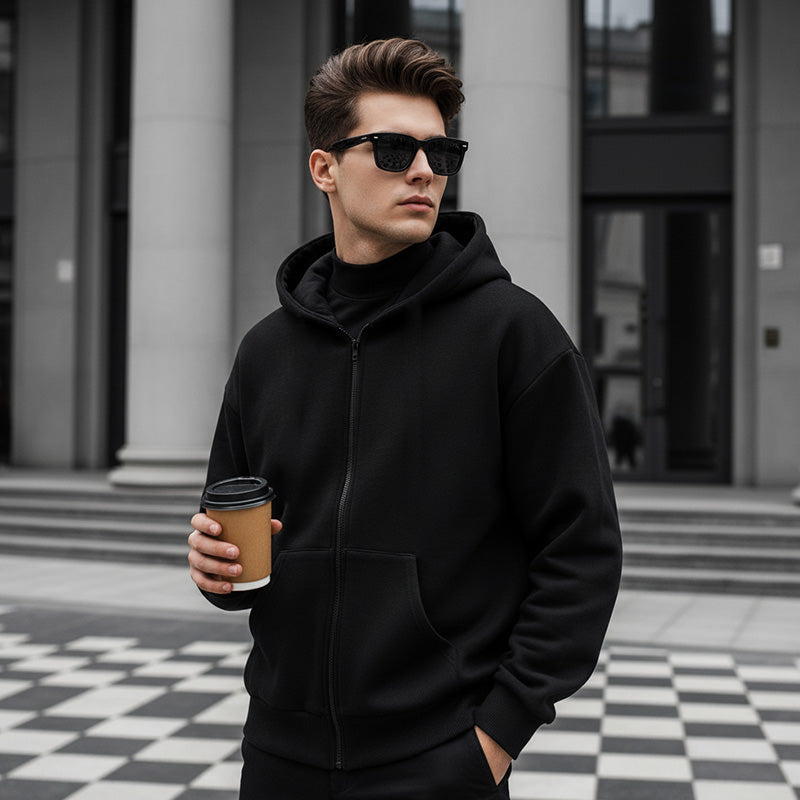 Hoodie męski z kapturem i dużą kieszenią | L&V - 2 - Livia-Moda