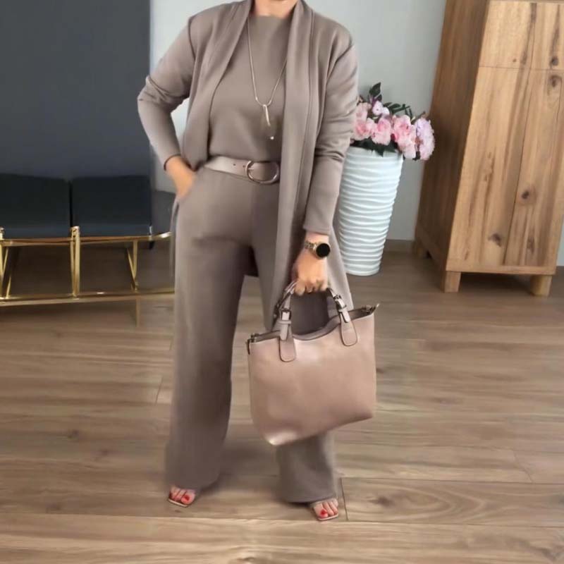 Trendy zestaw damski z kardiganem i spodniami | L&V - 3 - Livia-Moda