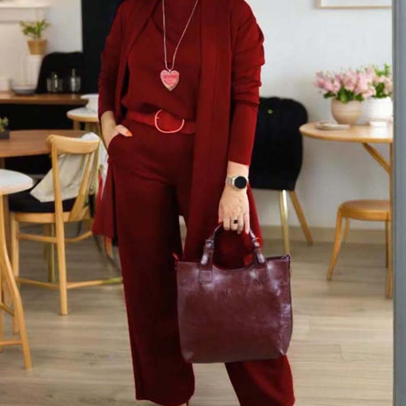 Trendy zestaw damski z kardiganem i spodniami | L&V - 5 - Livia-Moda