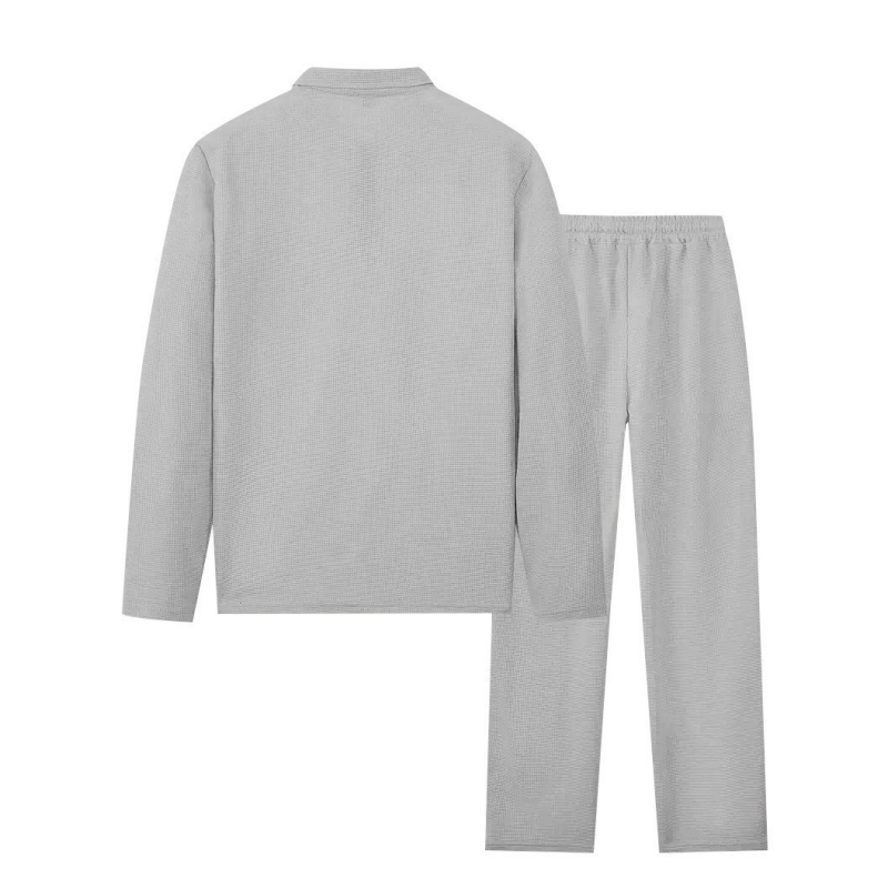Zestaw męski: Bluza z ćwierć zamkiem i spodnie w luźnym kroju | L&V - 6 - Livia-Moda