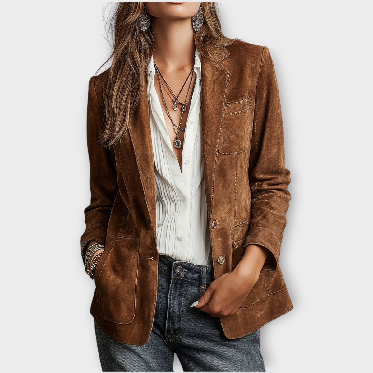Blazer damski z dopasowanym krojem i praktycznymi kieszeniami | L&V - 1 - Livia-Moda