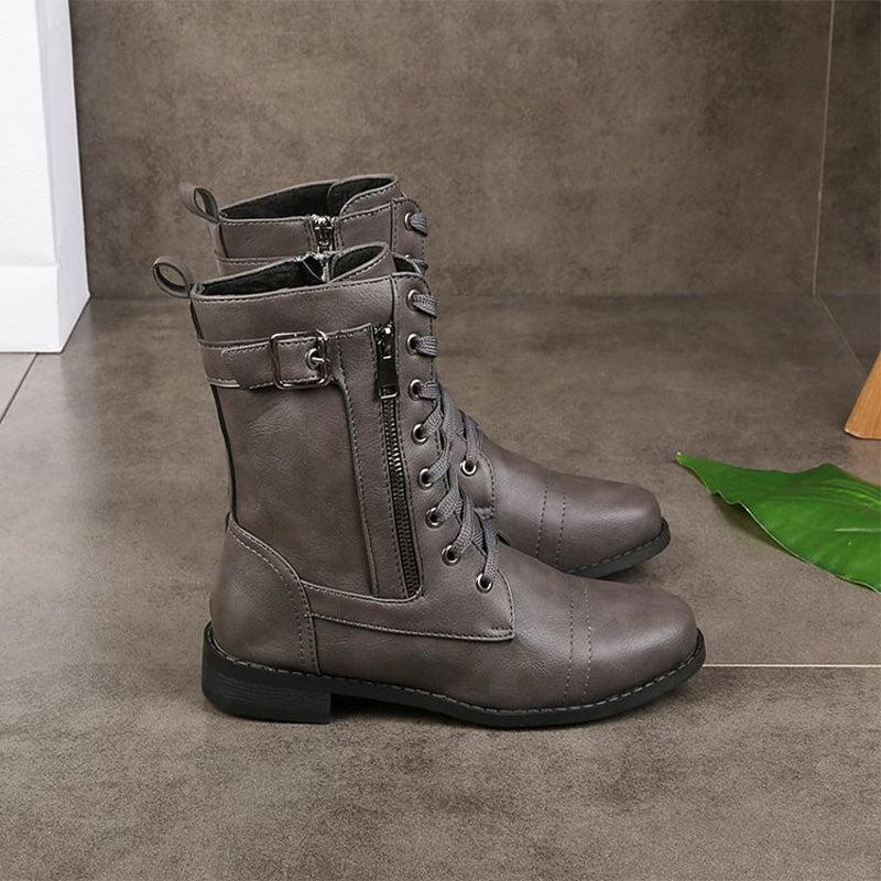 Botki damskie z praktycznym zamkiem błyskawicznym i luźnym krojem | L&V - 6 - Livia-Moda