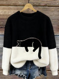 Pullover damski z motywem kota i luźnym krojem | L&V - 3 - Livia-Moda