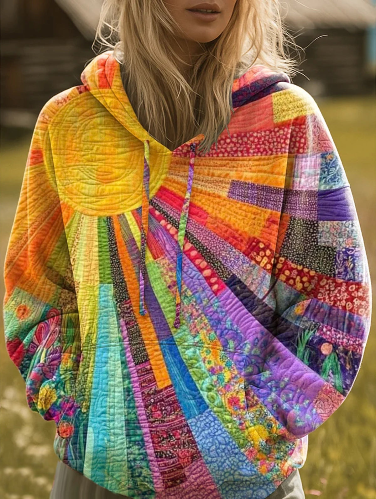 Hoodie damski z luźnym krojem i unikalnym wzorem | L&V - 1 - Livia-Moda