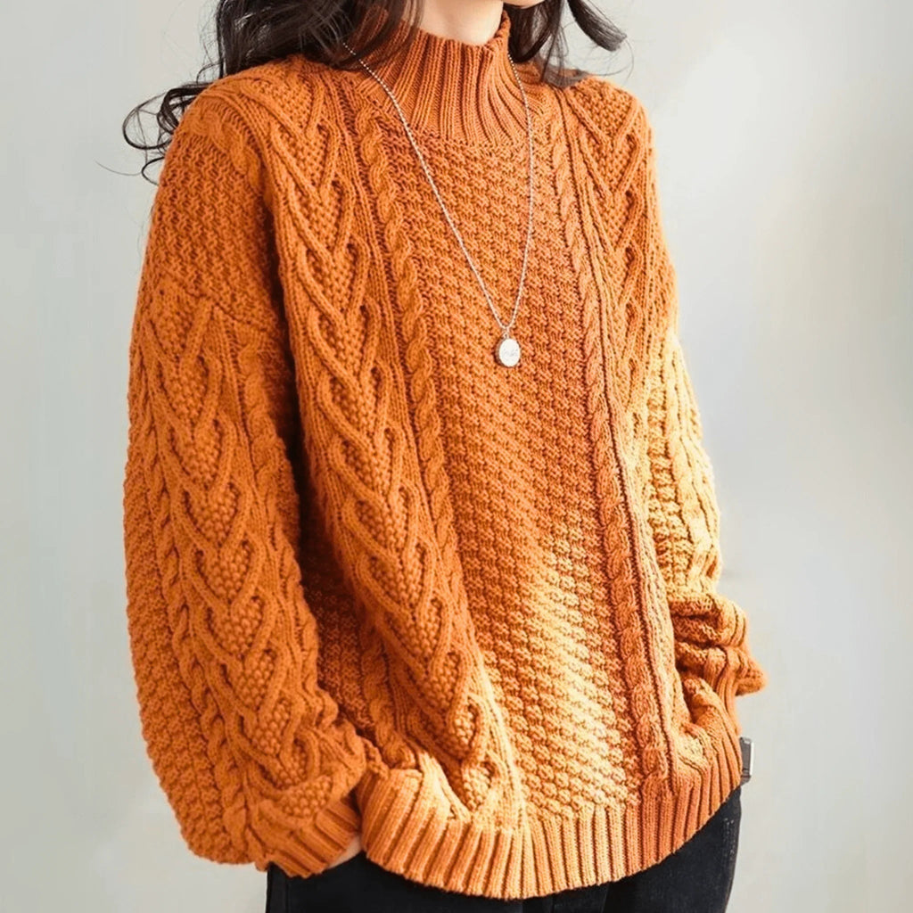 Pullover damski z kołnierzem stójkowym i luźnym krojem | L&V - 4 - Livia-Moda
