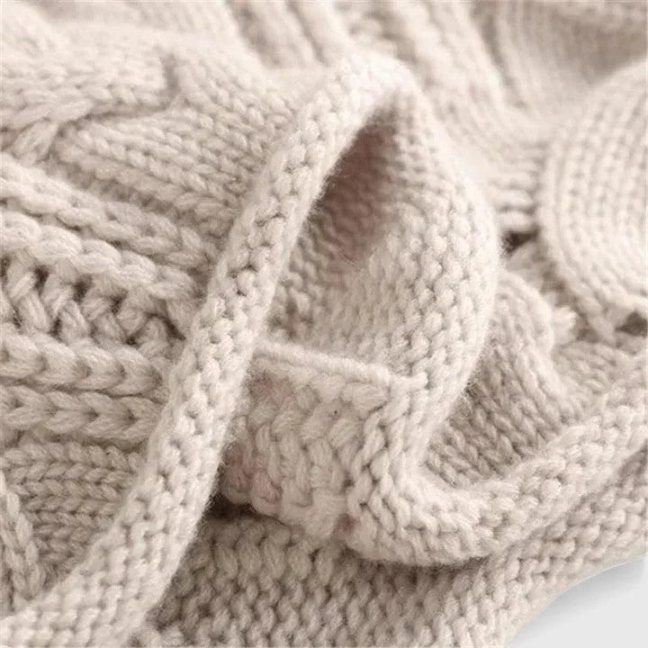 Pullover damski z kołnierzem stójkowym i wzorem w warkocze | L&V - 5 - Livia-Moda
