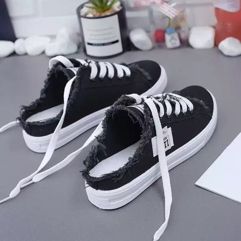 Sneaker damskie z odkrytą piętą i frędzlami | L&V - 5 - Livia-Moda