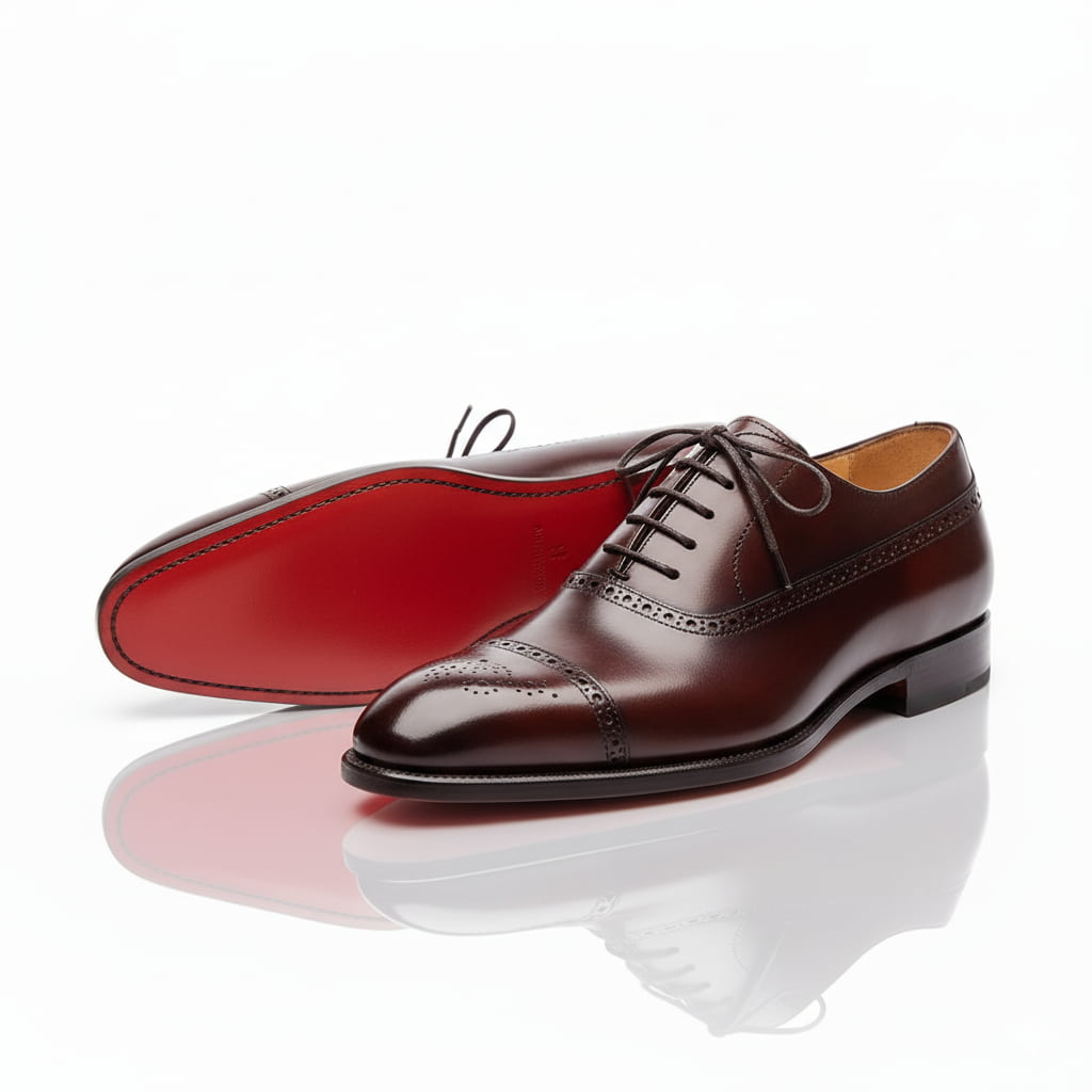 Męskie eleganckie buty sznurowane Cap-Toe z detalami | L&V - 5 - Livia-Moda