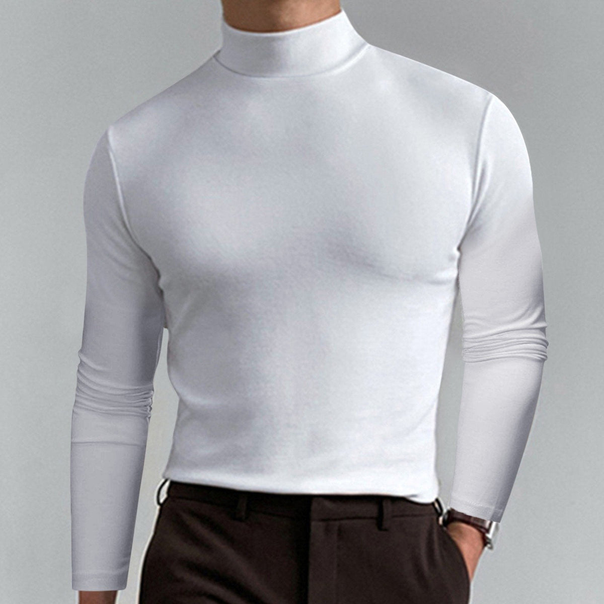 Pullover męski z kołnierzem stójkowym - Dopasowany krój | L&V - 1 - Livia-Moda