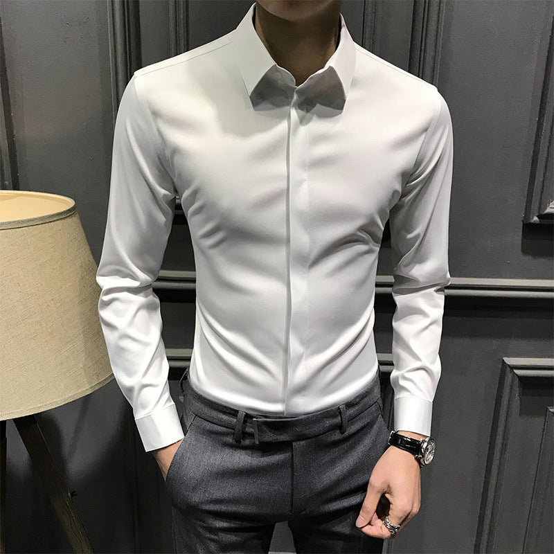 Koszula męska slim fit z klasycznym kołnierzykiem i długimi rękawami | L&V - 1 - Livia-Moda