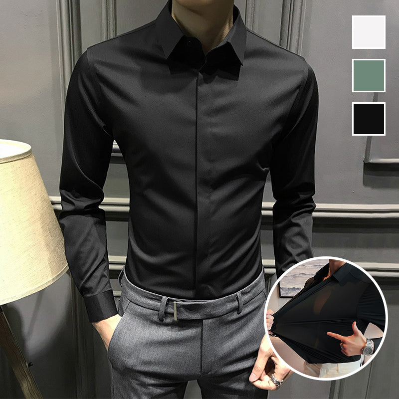 Koszula męska slim fit z klasycznym kołnierzykiem i długimi rękawami | L&V - 6 - Livia-Moda