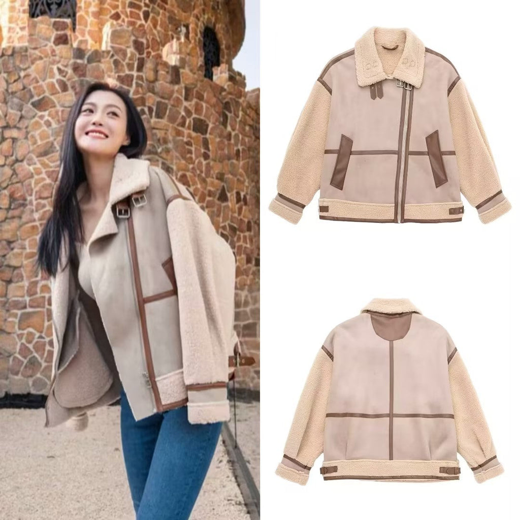Kurtka Damska Oversized z wysokim kołnierzem i asymetrycznym zapięciem | L&V - 1 - Livia-Moda