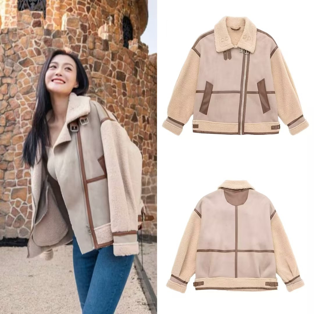 Kurtka Damska Oversized z wysokim kołnierzem i asymetrycznym zapięciem | L&V - 1 - Livia-Moda
