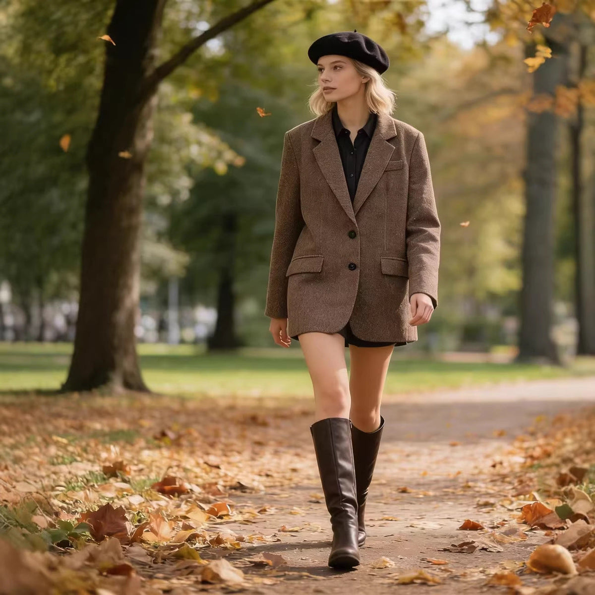 Blazer damski z klasycznymi klapami i naszytymi kieszeniami | L&V - 1 - Livia-Moda