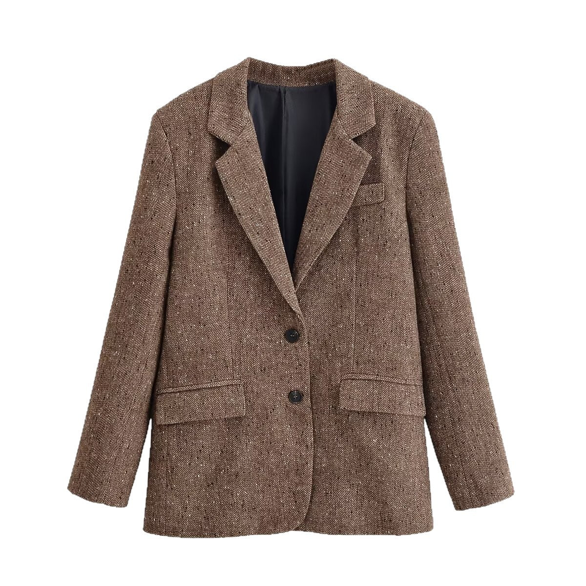 Blazer damski z klasycznymi klapami i naszytymi kieszeniami | L&V - 3 - Livia-Moda