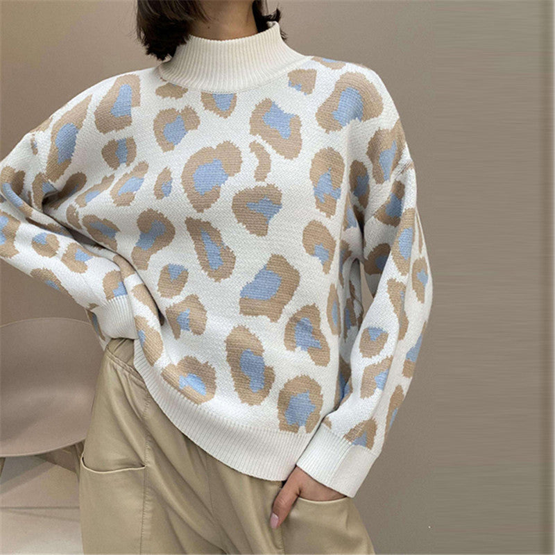 Pullover Damski Oversize z Wysokim Golfem i Modnym Wzorem | L&V - 1 - Livia-Moda