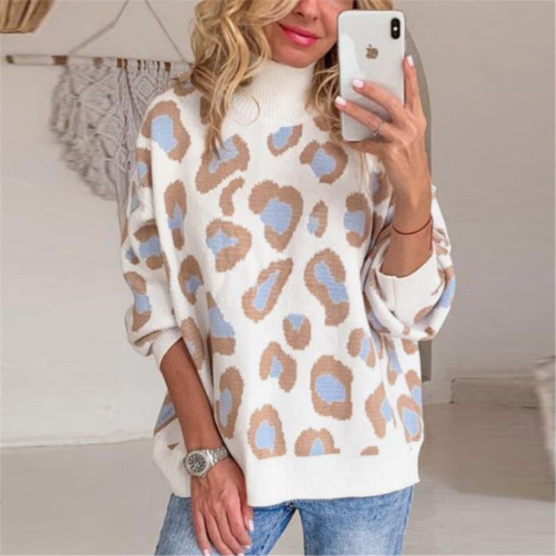 Pullover Damski Oversize z Wysokim Golfem i Modnym Wzorem | L&V - 4 - Livia-Moda