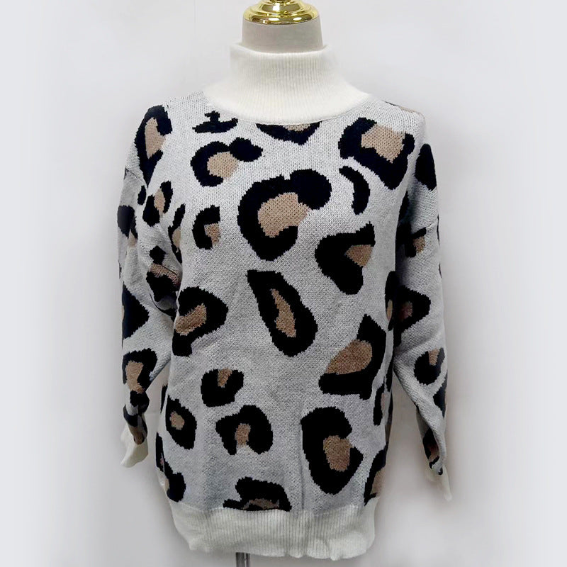 Pullover Damski Oversize z Wysokim Golfem i Modnym Wzorem | L&V - 6 - Livia-Moda