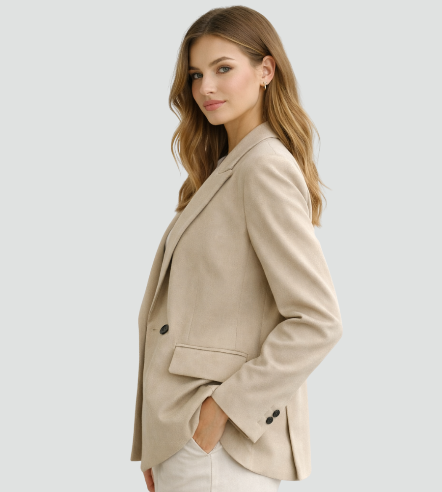 Blazer damski z podwójnym zapięciem i taliowanym krojem | L&V - 3 - Livia-Moda