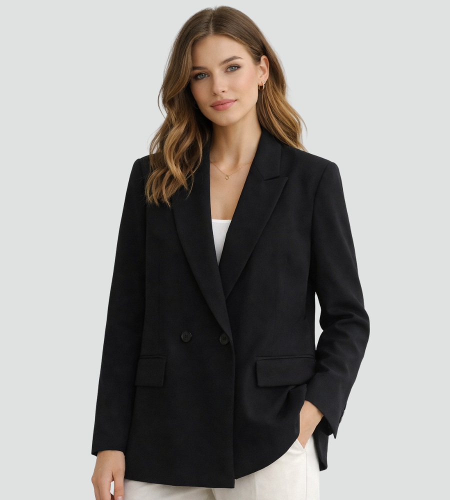 Blazer damski z podwójnym zapięciem i taliowanym krojem | L&V - 6 - Livia-Moda